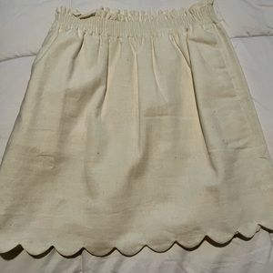 J Crew Factory Scalloped Linen Cotton Sidewalk Skirt